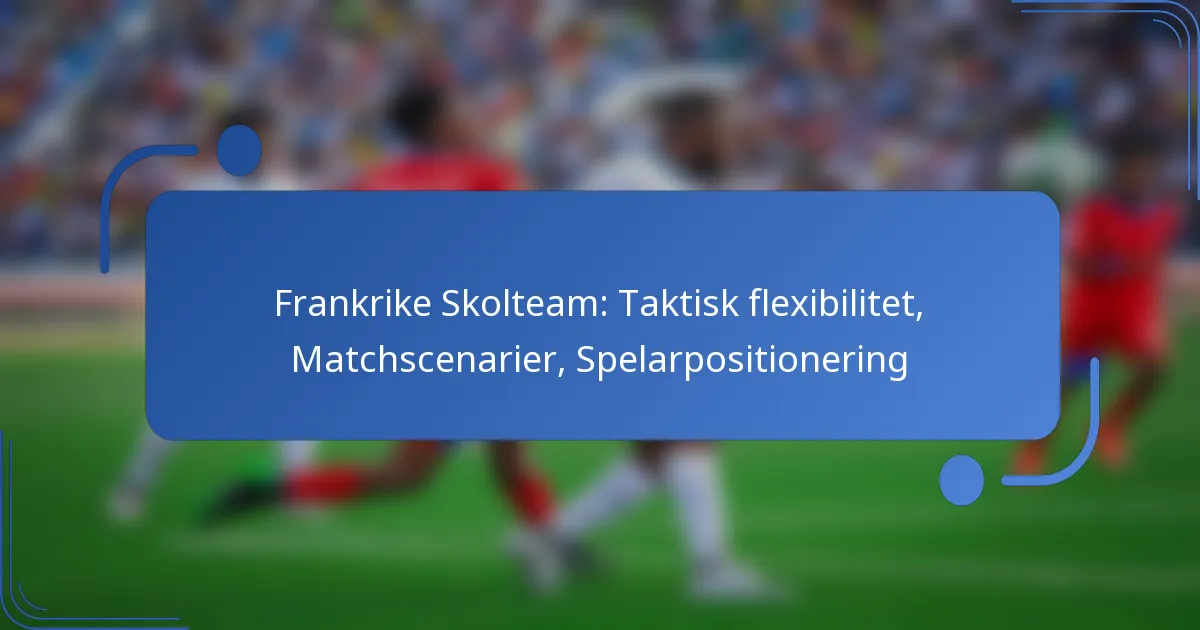 Frankrike Skolteam: Taktisk flexibilitet, Matchscenarier, Spelarpositionering