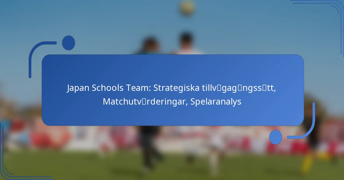Japan Schools Team: Strategiska tillvägagångssätt, Matchutvärderingar, Spelaranalys