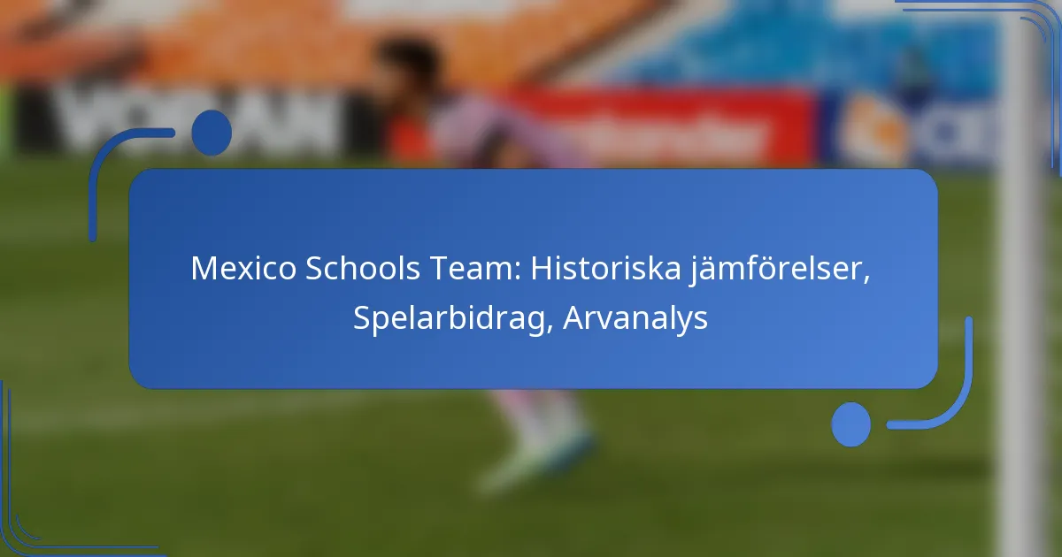 Mexico Schools Team: Historiska jämförelser, Spelarbidrag, Arvanalys