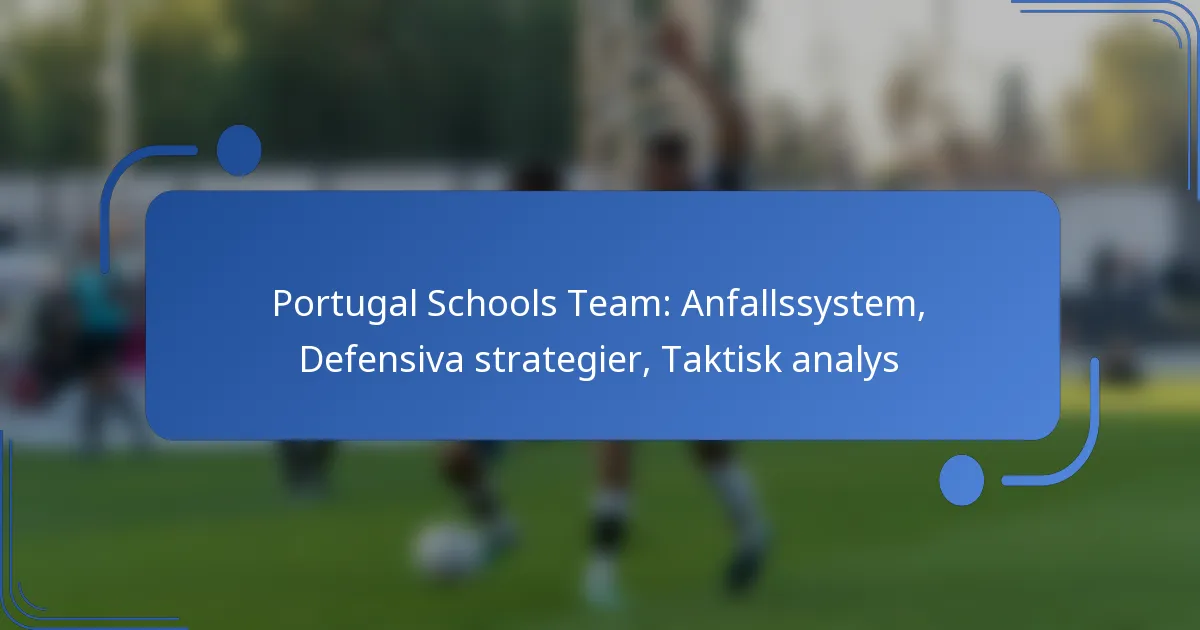 Portugal Schools Team: Anfallssystem, Defensiva strategier, Taktisk analys