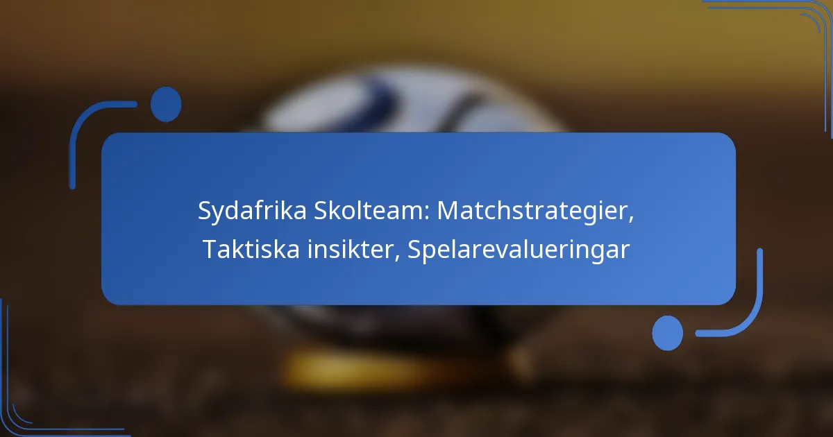 Sydafrika Skolteam: Matchstrategier, Taktiska insikter, Spelarevalueringar