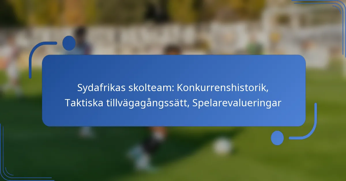 Sydafrikas skolteam: Konkurrenshistorik, Taktiska tillvägagångssätt, Spelarevalueringar