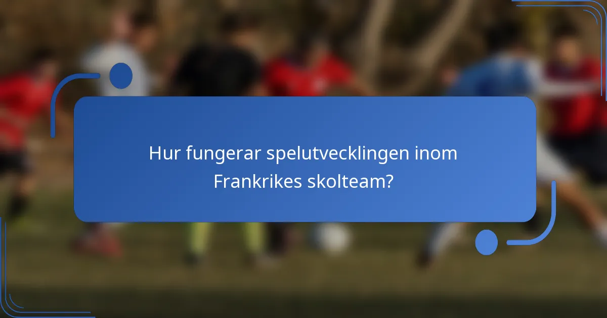 Hur fungerar spelutvecklingen inom Frankrikes skolteam?