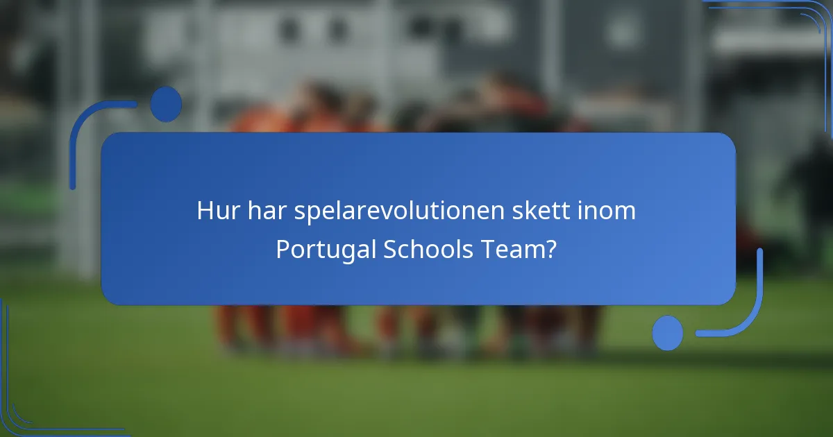 Hur har spelarevolutionen skett inom Portugal Schools Team?