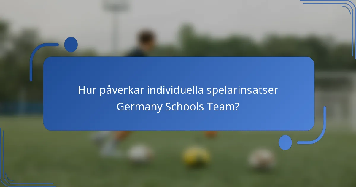 Hur påverkar individuella spelarinsatser Germany Schools Team?