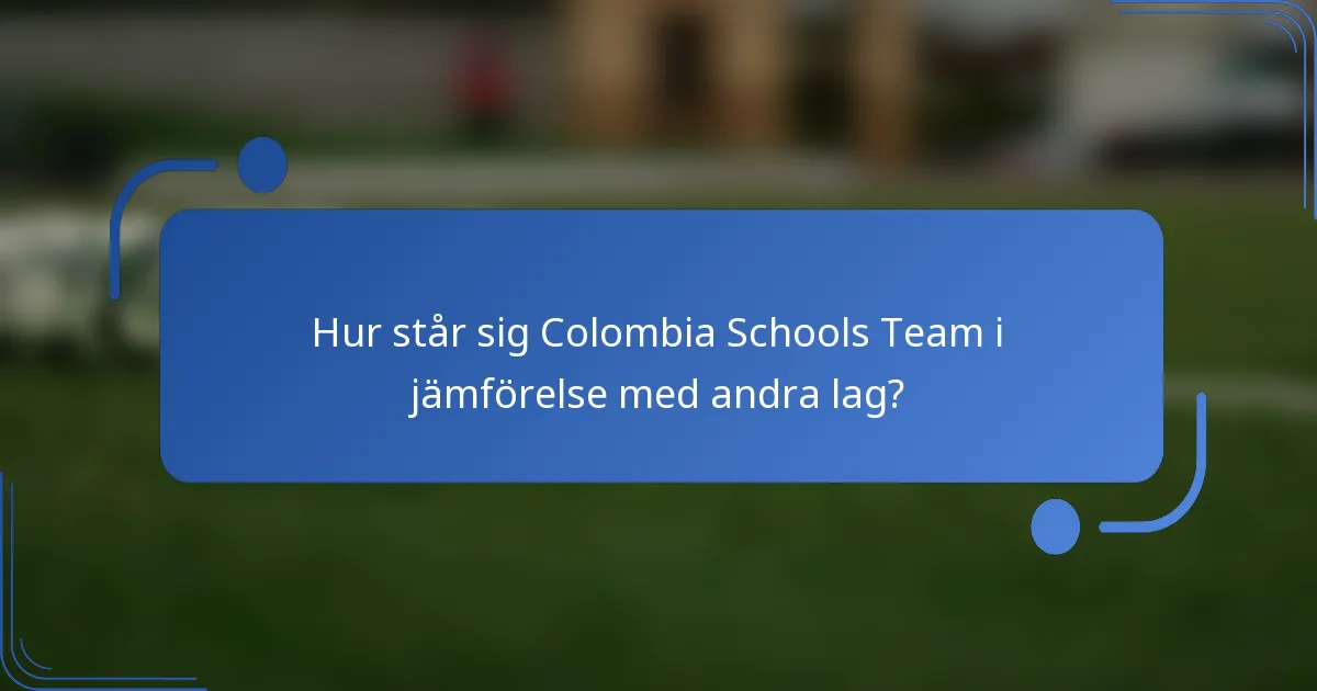 Hur står sig Colombia Schools Team i jämförelse med andra lag?