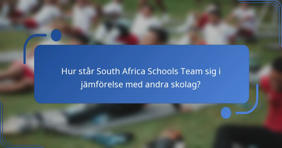 Hur står South Africa Schools Team sig i jämförelse med andra skolag?