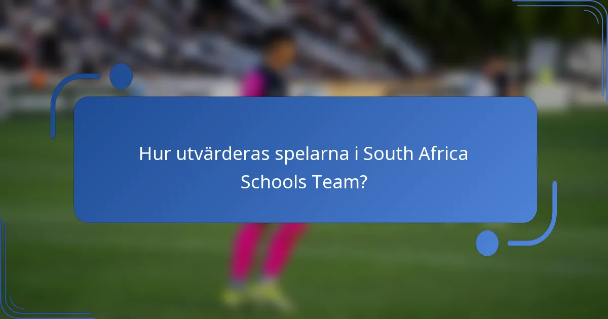Hur utvärderas spelarna i South Africa Schools Team?