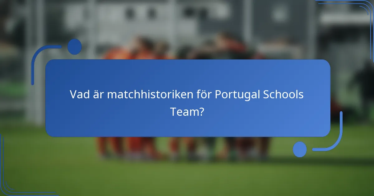 Vad är matchhistoriken för Portugal Schools Team?