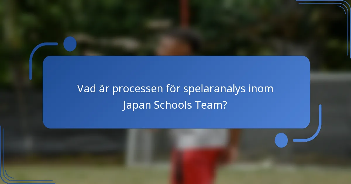 Vad är processen för spelaranalys inom Japan Schools Team?