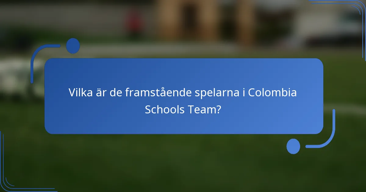 Vilka är de framstående spelarna i Colombia Schools Team?