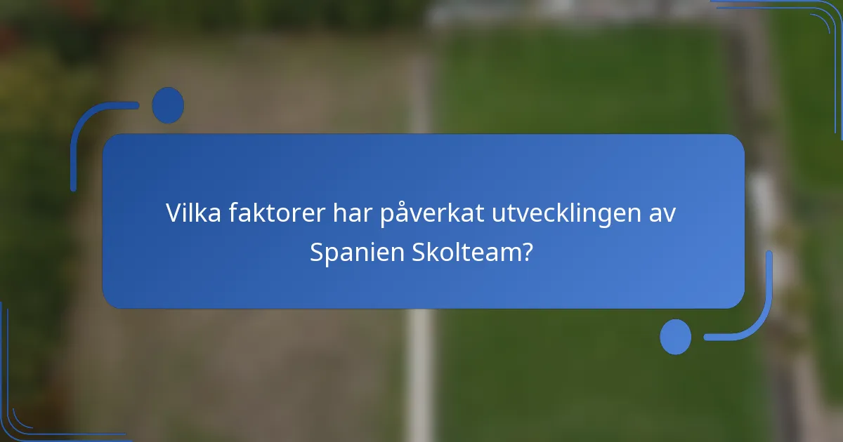 Vilka faktorer har påverkat utvecklingen av Spanien Skolteam?