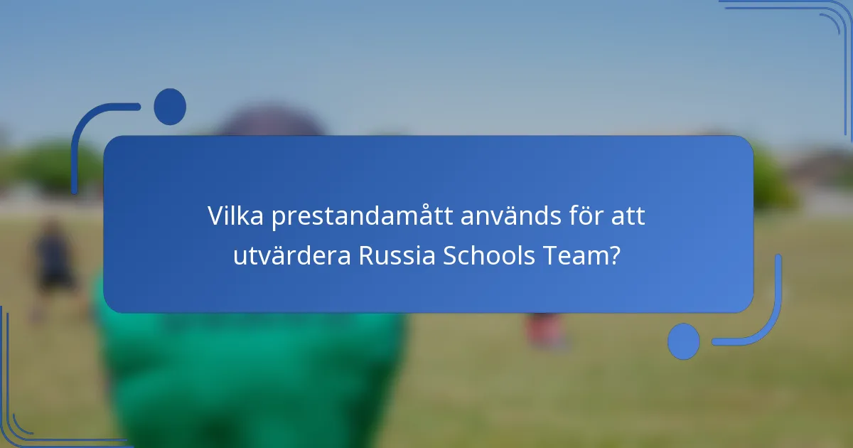 Vilka prestandamått används för att utvärdera Russia Schools Team?